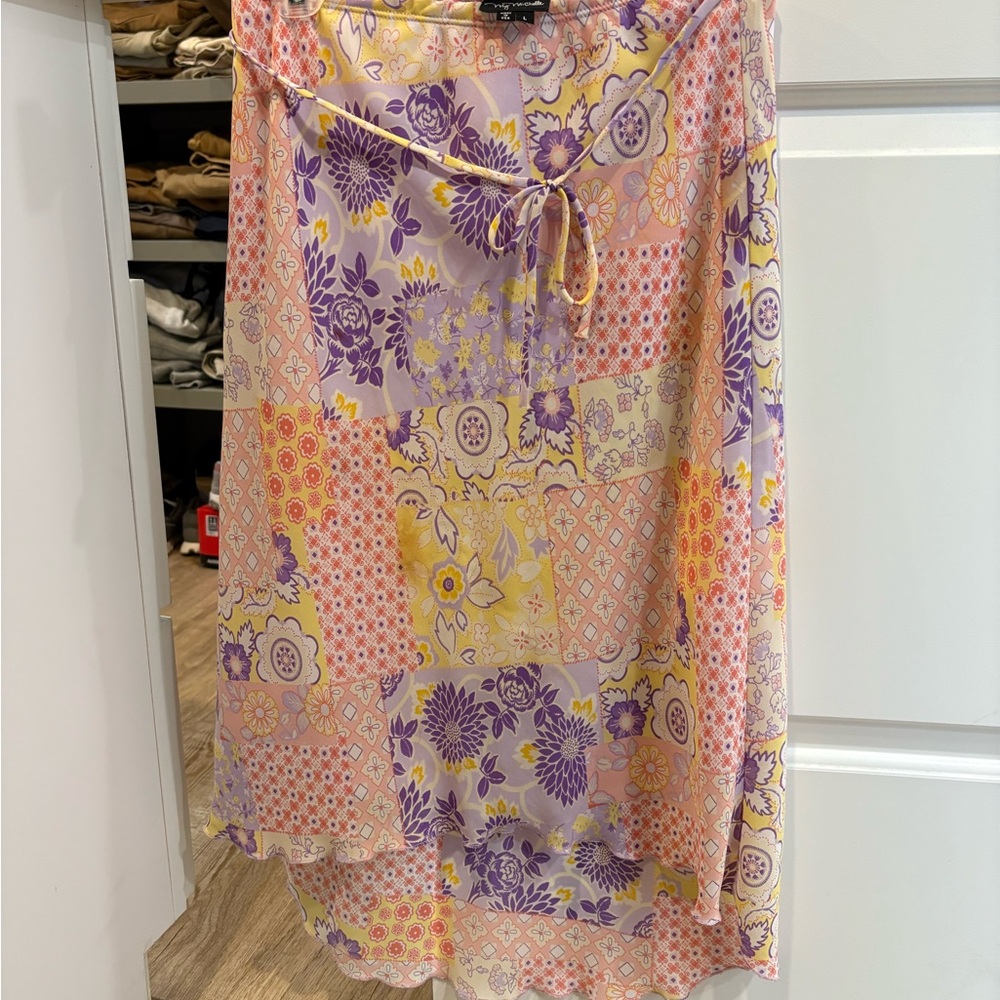 My Michelle High-Low Floral Skirt - Pink, Purple, Yellow